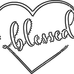 Blessed Heart Rhinestone Design, Rhinestone Templates Cricut Digital ...