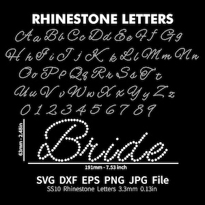 Letras del alfabeto cursivas para novias, fuente de diamantes de imitación, estilo manuscrito para bodas, plantilla de corte SVG SS10 para Cricut, descarga digital, fuente Svg, Png, Eps