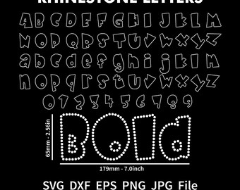 Rhinestone Bold Font Letters Alphabet Font Svg Retro Chunky Font SS10 Letters Template Download Digital File Alphabet Template Svg Png Eps