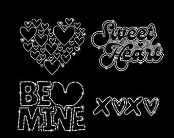 Valentines Day Rhinestone Template, Sweet Heart XOXO Rhinestone Design Cricut Digital File Svg, Eps, Ai, Dxf, SS10 Rhinestone Template
