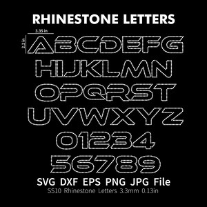 Rhinestone Boss Font Letters Alphabet College Sports Outline Style SS10 ...