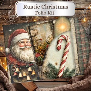 Kit folio de Noël rustique. Grand kit folio. Téléchargement imprimable. Personnalisez votre design. Revue Folio. Plaid beige, couleur neutre