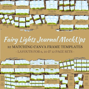 Fairy Lights Journal Page Sets Etsy Listing MockUps. Canva Frames for 6, 10 & 12 Page Sets. Easily Create Etsy Listings for Journal Pages