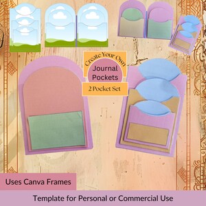 Journal Pockets Set. Two Canva Frame Templates.  Easy to Use Canva Template, Commercial or Personal Use. For Journal Creators