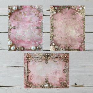 15 Pages. Vintage Pearls & Lace. Pink Shabby Chic Junk Journal Digital ...