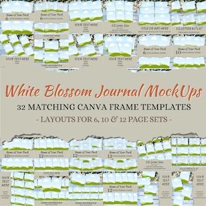 White Blossom. 32 Etsy Listing MockUps for Journal Page Creators. Canva Frames for 6, 10 & 12 Page Sets. Listing Templates, Junk Journal