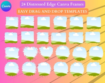 Bleach Effect Distressed Edge Canva Frames. 24 Frames. Fill Your Own Design In Canva.  Use For Photos, Images or As Backgrounds