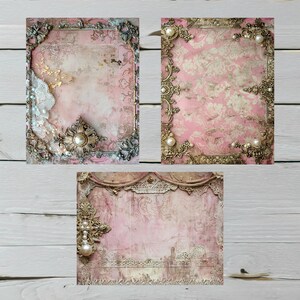 15 Pages. Vintage Pearls & Lace. Pink Shabby Chic Junk Journal Digital ...