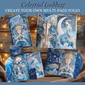 Celestial Goddess Folio Kit. Mond & Sterne Mystisch. Göttlich Weiblich. Spirituell, Magisch Printable Download. Freistil für Ihr Design.  Bastelpackung