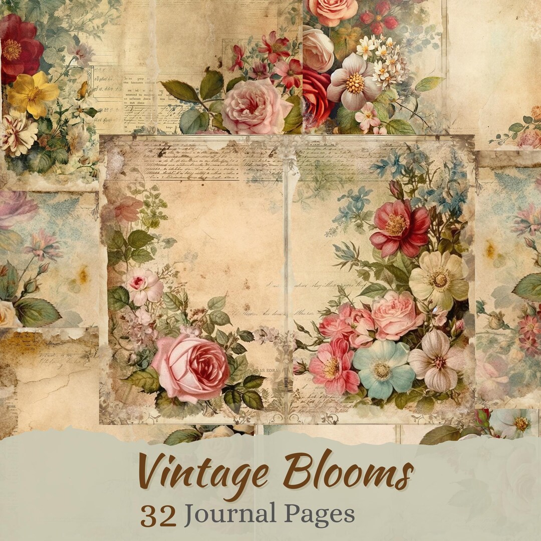 Vintage Floral Junk Journal Pages: Shabby Chic Printable (digital ...