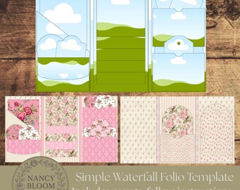 Plantilla de folio con cascada sencilla: marcos de lienzo DIY para uso comercial y personal.