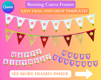Bunting Canva Frames. 9 Frames. Editable Drag and Drop Frames. Create Your Own Bunting Designs