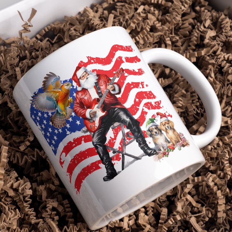 Clipart Santa Solo Guitar, Clipart Santa Sublimation, Clipart Png