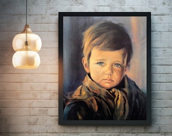 The Crying Boy | Digitally Restored | Print & Framed | Cursed Painting Crying Boy | Giovanni Bragolin | Haunted Picture