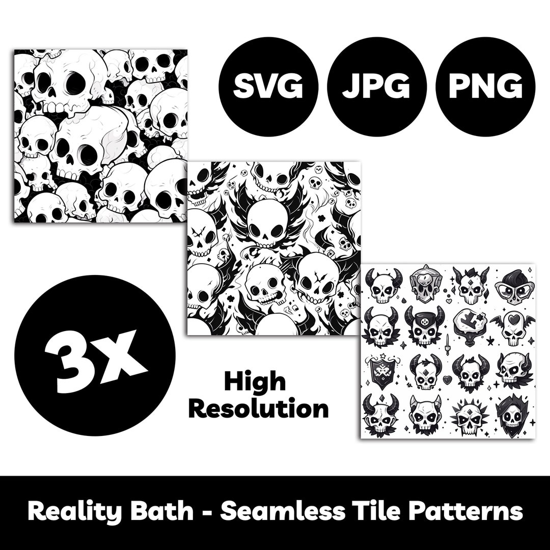 Skulls Seamless Tile Patterns Digital Art, Prints, and DIY Projects