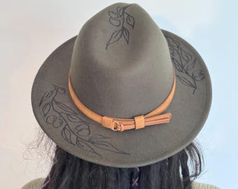 Chapeau de cowboy personnalisé - Cadeau unique - Style bohème - Brûlé à la main