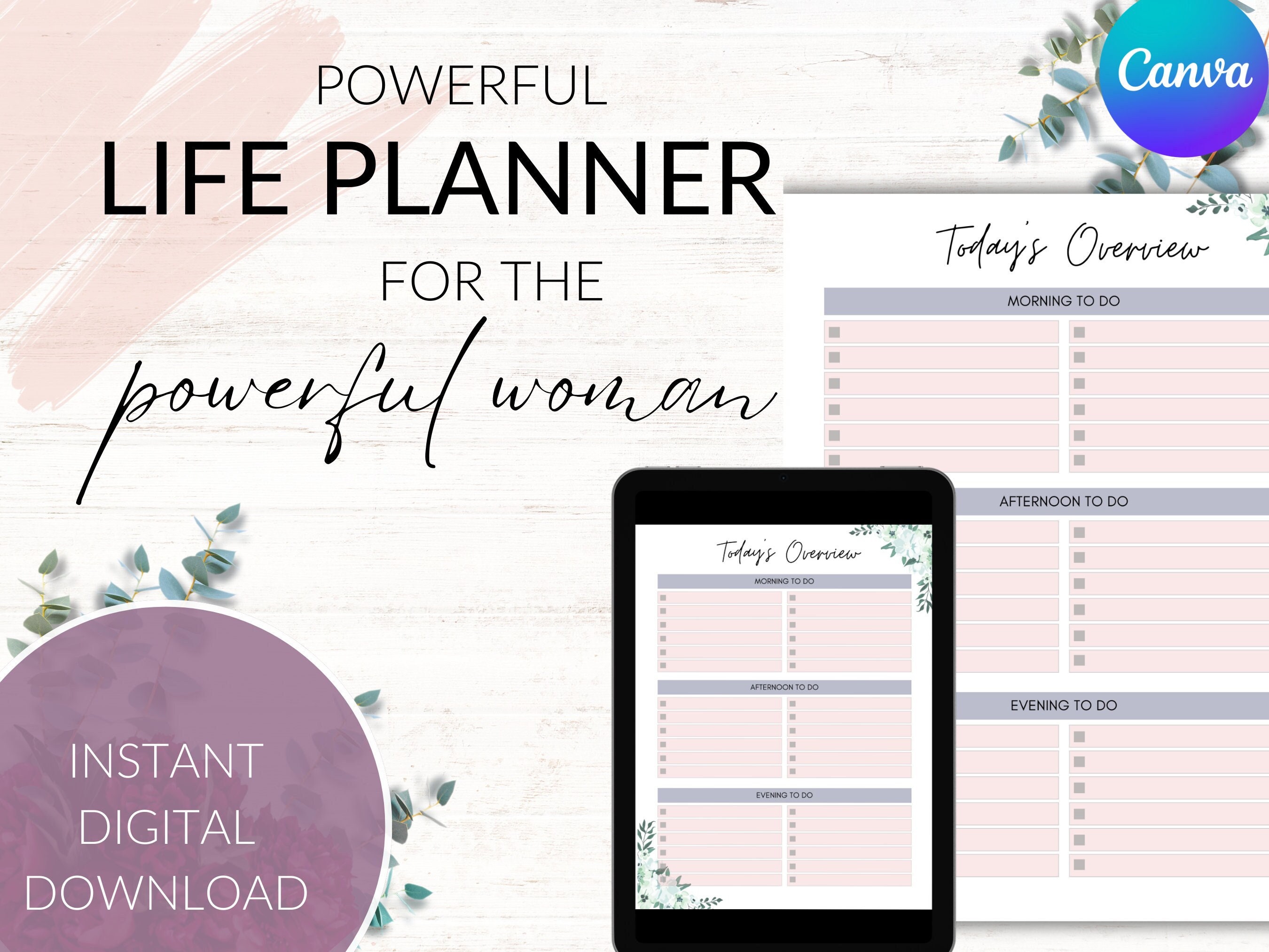 Printable Planner, Digital Download, Editable Planner, Life Power