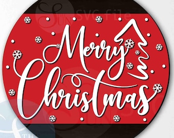 Colgador de puerta navideño SVG, archivo cortado con láser (descarga digital)