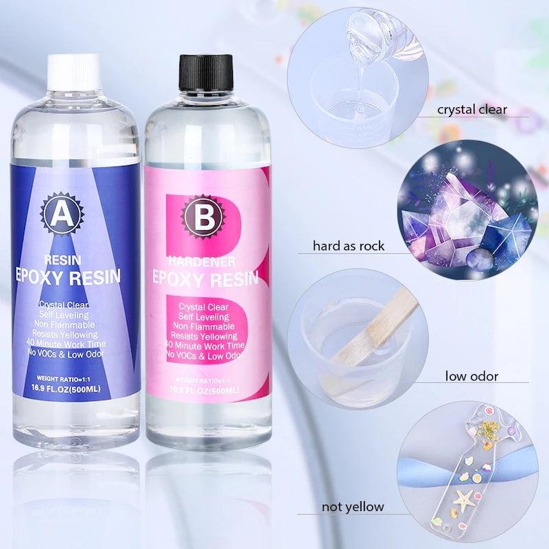 Crystal Clear Epoxy Resin Kit – High Gloss Coating & Casting for Jewelry, Art Crafts image 3