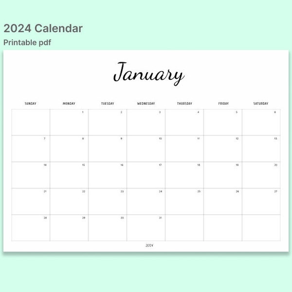 2023 - 2024 Calendar, Printable, Minimalist Simple Calendar