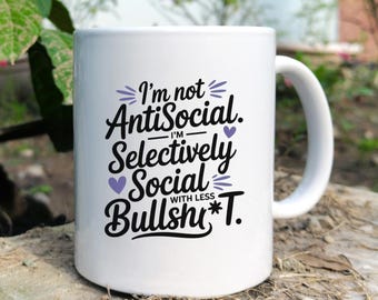 Grappige selectieve sociale mok - ik ben niet asociaal, alleen selectief sociaal met minder onzin - sarcastisch cadeau voor introverte mensen en vrienden