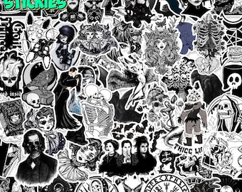 Horror Stickers | Goth Stickers | Black and White Stickers | Black Stickers | Halloween Stickers