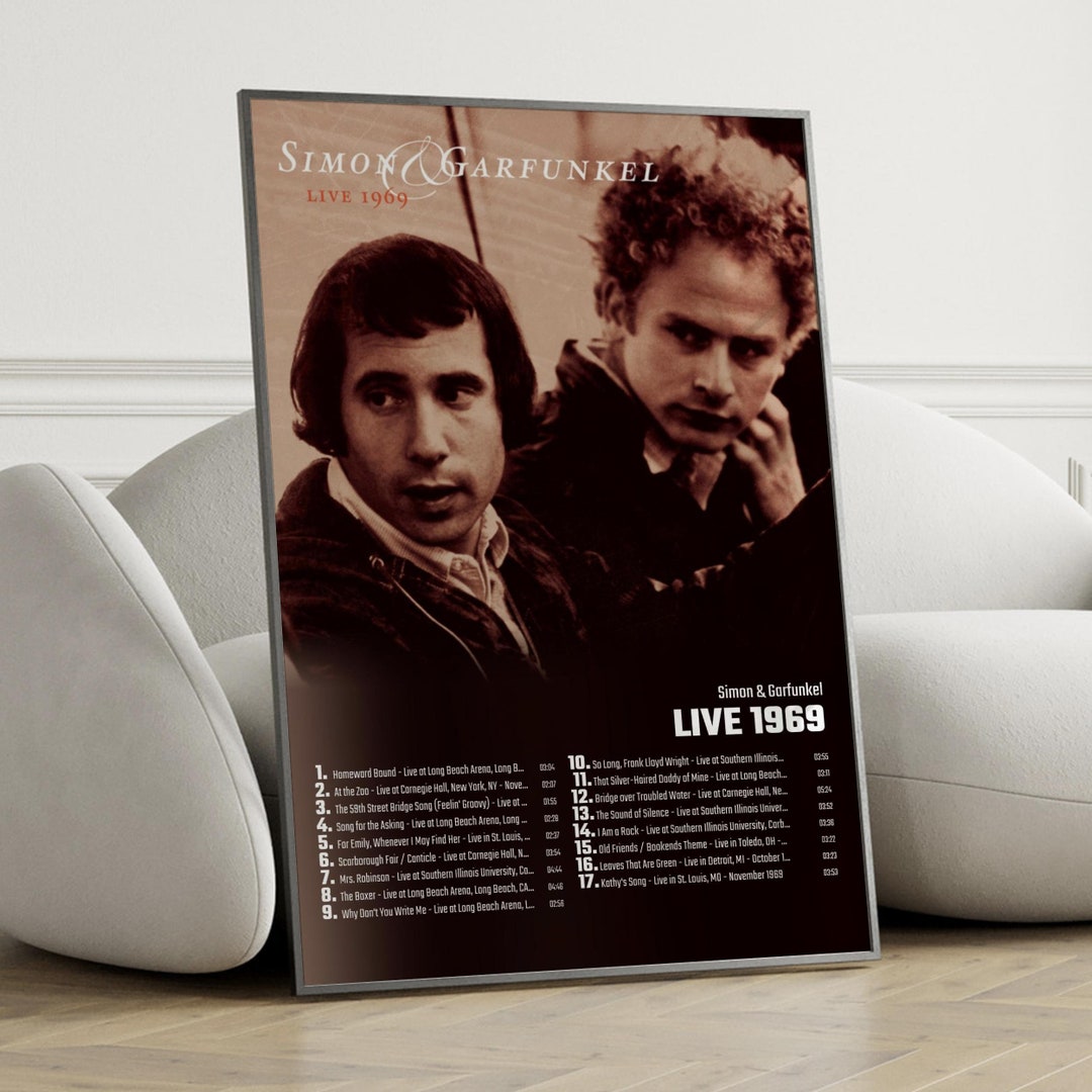 Simon Garfunkel Live 1969 Album Cover Poster, Wall Art, Simon Garfunkel