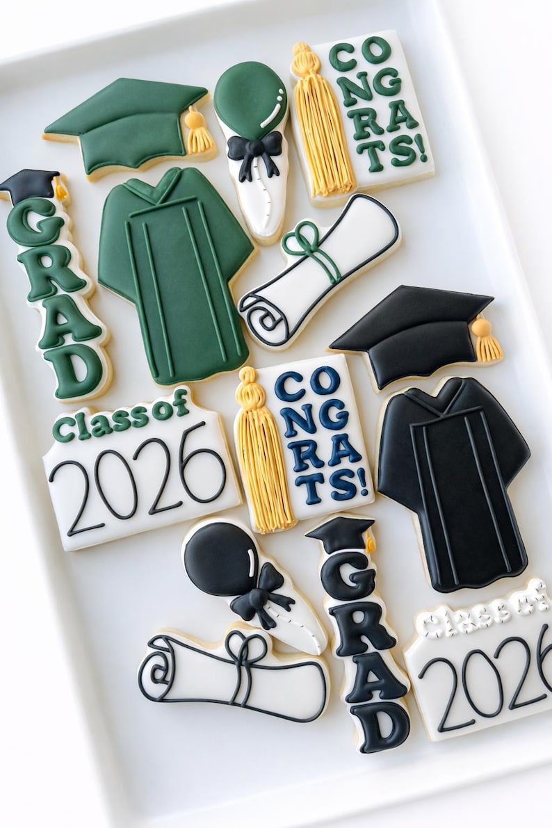 grad cap with grad plaque cookie cutter