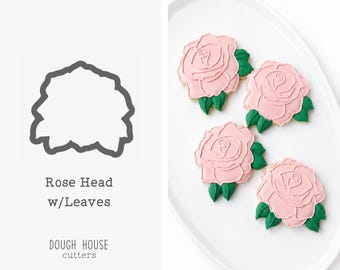 Rose Head w/Leaves Cookie Cutter