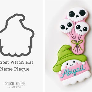 Ghost w/Witch Hat Name Plaque Cookie Cutter