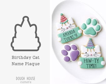 Birthday Cat Name Plaque Cookie Cutter