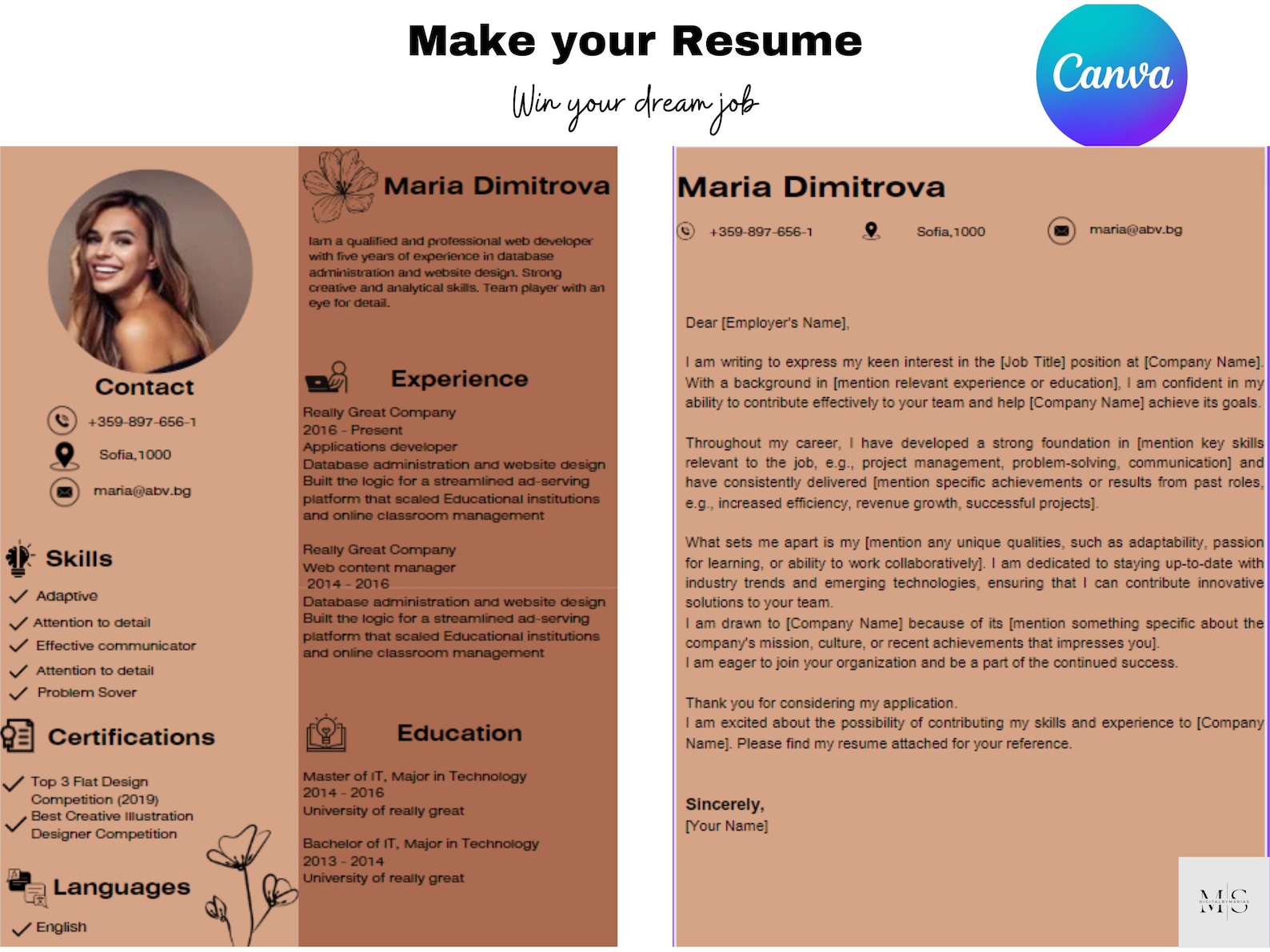 CV Template, Resume Template, Professional CV, Modern Design, Job ...
