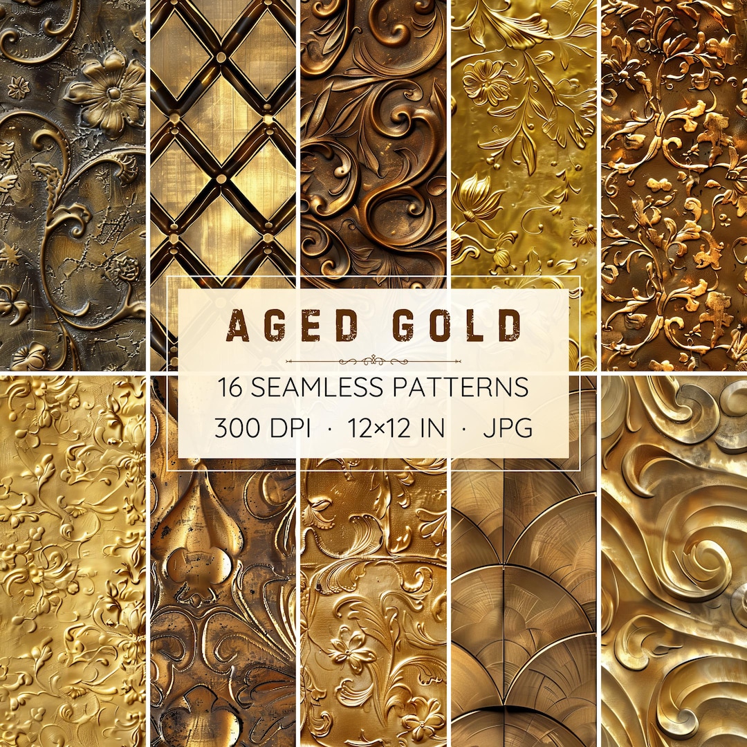16 Seamless Aged Gold Patterns - Digital Papers (instant Download) - Etsy