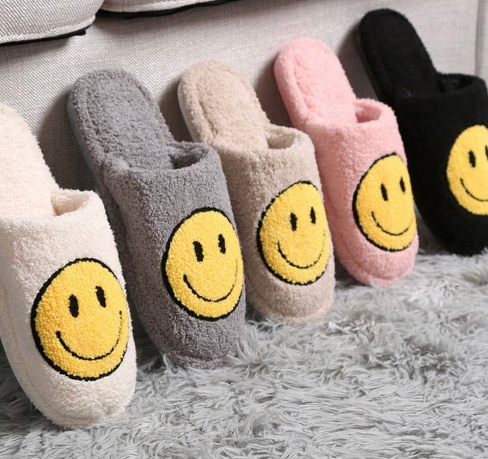 Smiley Face Cotton Slippers