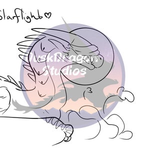 Puede incluir: Ilustraci&oacute;n de un drag&oacute;n en l&iacute;nea con el texto "Starflight" y un s&iacute;mbolo de coraz&oacute;n. El drag&oacute;n est&aacute; de perfil, con una cabeza detallada y rasgos puntiagudos. El fondo tiene un dise&ntilde;o circular con el texto "Dusk Dragon Studios".
