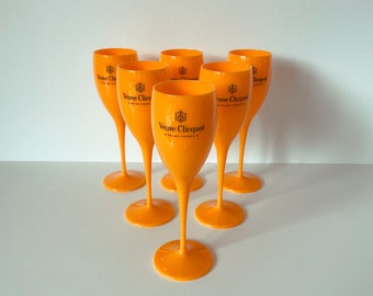 Veuve Clicquot Orange Pink Champagne Flute Goblet Glasses Plastic Hens Party Acrylic