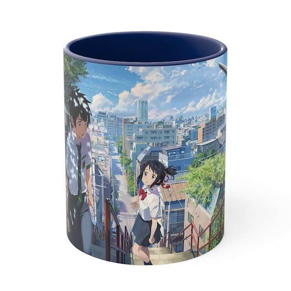 Accent Coffee Mug, 11oz Ceramic, anime mug, mug of anime, kimi no na wa, anime, couples mug, couples mug, mug your name, anime mug
