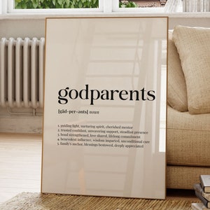 Godparents Definition, Printable Wall Art, Dictionary Meaning, Gift for Godparents, Godparents Quote, Digital Instant Download, Family Gift
