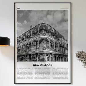 New Orleans Travel Print | Black and White Travel Print | City Photo | Digital Download | Printable Art