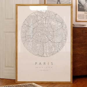 Paris Karte Druck, Paris Stadt, Paris Karte Poster, Stadt Karte Druck, minimalistische Karte, Geschenkideen, schwarz weiß Karte, City Maps