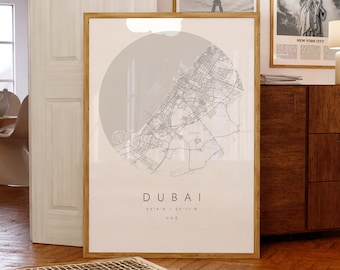 Dubai City Map Art Print: Minimalist Black and White (Digital Download)