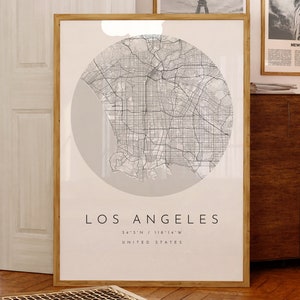 Los Angeles Karte Druck, Los Angeles City, Los Angeles Karte Poster, Stadt Karte Druck, minimalistische Karte, Geschenkidee, schwarz-weiß-Karte, Stadtplan, Stadtplan
