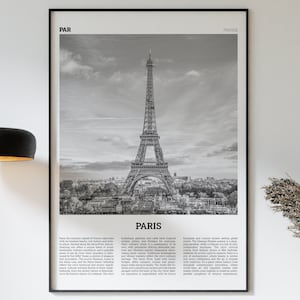 Paris Eiffel Tower Print: Black and White City Photo (Digital Download)