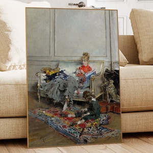 Young Woman Crocheting, Giovanni Boldini, Famous Painting, Classic Painting, Museum Quality Print, Vintage Wall Art, Vintage Print