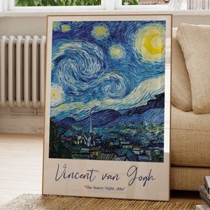 Starry Night Art Print: Vincent van Gogh Famous Painting (Digital Download)