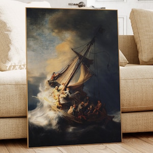 Cristo en la tormenta en el mar de Galilea, Rembrandt van Rijn, pintura famosa, pintura clásica, arte de pared vintage, impresión vintage