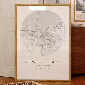 Impresión de mapas de Nueva Orleans, Ciudad de Nueva Orleans, Cartel del mapa de Nueva Orleans, Impresión de mapas de la ciudad, Mapa minimalista, Ideas de regalos, Mapa en blanco y negro, Mapas de la ciudad