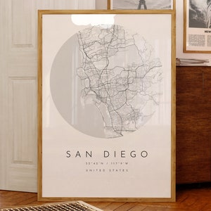 San Diego Karte Druck, San Diego Stadt, San Diego Karte Poster, Stadt Karte Druck, minimalistische Karte, Geschenkidee, schwarz weiß Karte, Stadtplan