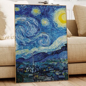 Starry Night Vintage Art Print by Van Gogh (Digital Download)