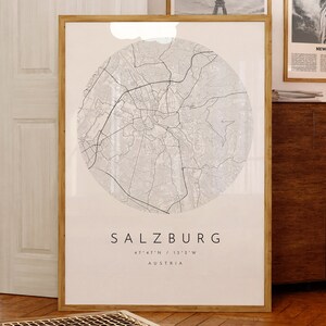 Salzburg Karte Druck, Stadt Salzburg, Salzburg Karte Poster, Stadt Karte Druck, minimalistische Karte, Geschenkidee, schwarz-weiß Karte, Stadtkarte, Stadtplan